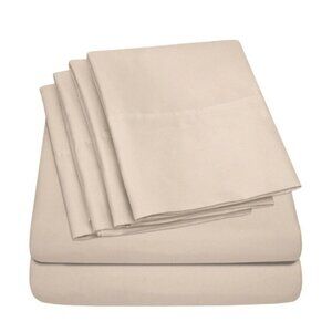 Sweet Home Collection Beige 1500 Count 6 Piece Bedroom Full Bed Sheet Set